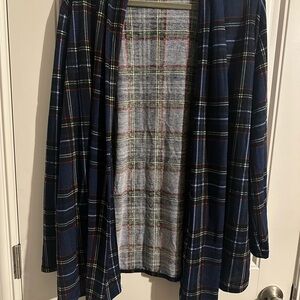 Plaid Open Front Cardigan